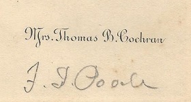 Calling Card of Mrs. Thomas Cochran