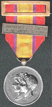 Front - Spanish American War Naval Medal Issed by Spain, 1898