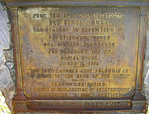 Plaque made from metal from the Battleship Maine, Close view