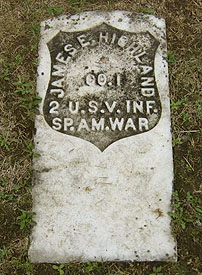 Grave of James Highland, 2nd U.S. Volunteer Infantry, in Canada