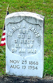 Grave of Early Davis, 3rd Georgia Volunteer Infantry, in Georgia
