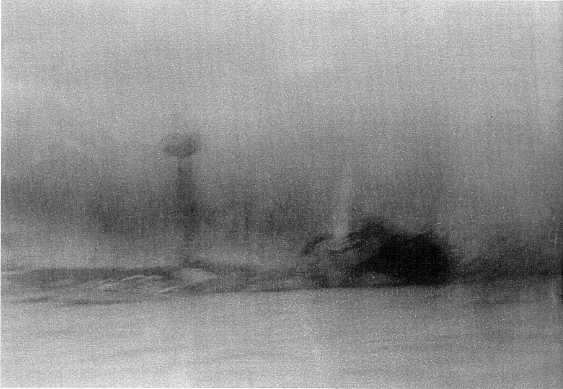 An actual photo of the explosion on the USS MAINE