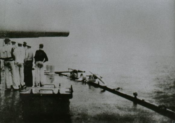 Battleship during the bombardment of San Juan
