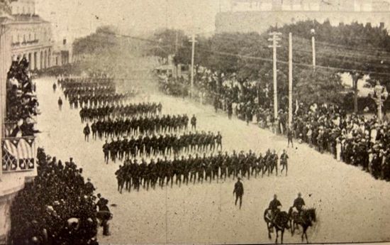 161st indiana Volunteer Infantry marching through Havana