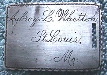 Spanish American War Dogtag - Aubrey Whetton