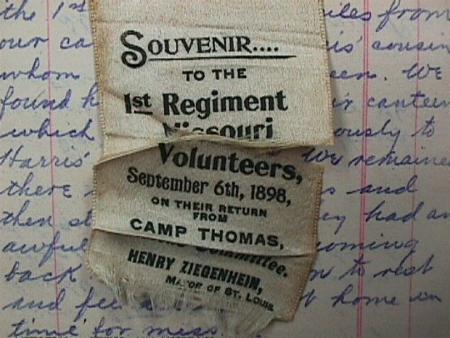 1st Missouri Volunteer Infantry Returns ribbon, 1898