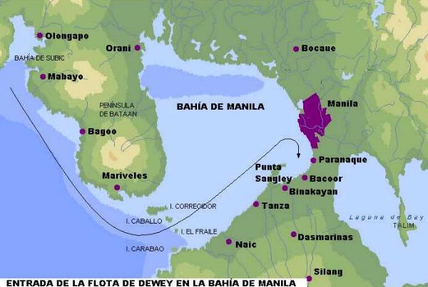 Map of Dewey's Entry into Manila Bay