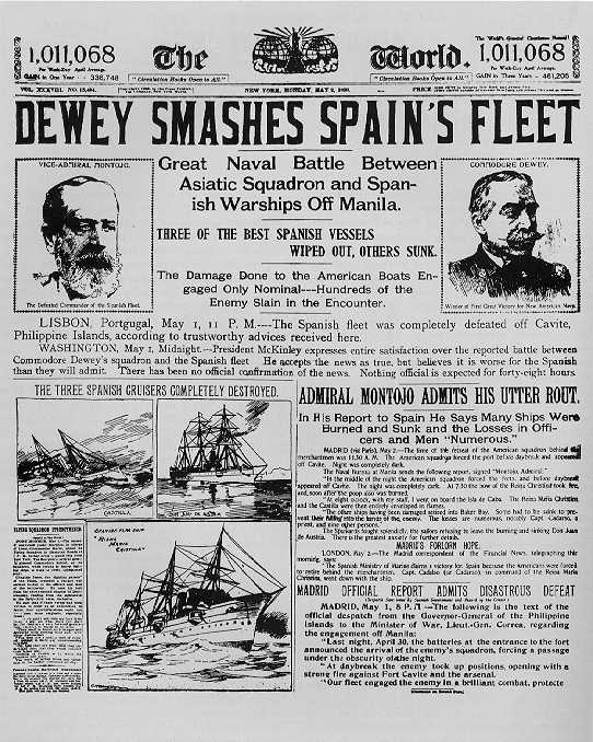 The World newspaper headline on Battle of Manila Bay