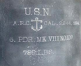 Markings on the Driggs-Schroeder 6 pounder cannon
