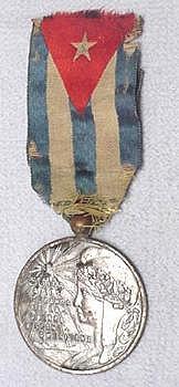 Back - Cuban Veterans of the Spanish American War medal