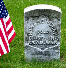 Grave of Howard Perry, 161st Indiana Volunteer Infantry, in Indiana