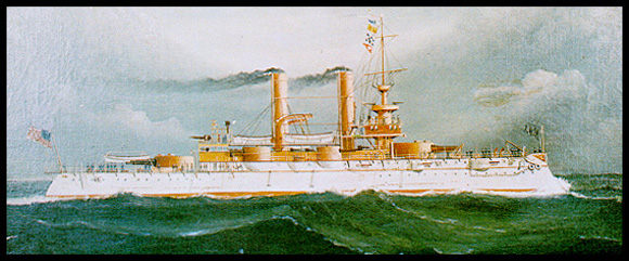 A Broadside Painting of the U.S.S. Iowa