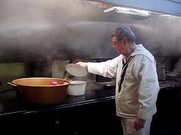 Cooking in the galley