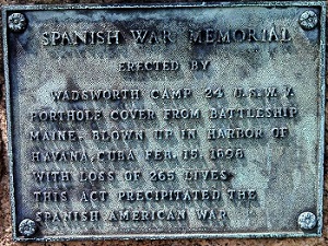 Plaque on the porthole cover from the U.S.S. MAINE