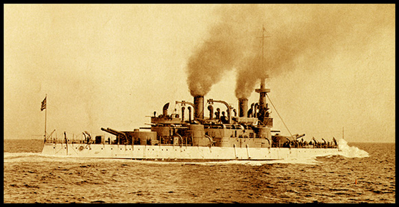 U.S.S. Massachusetts at sea, stern view