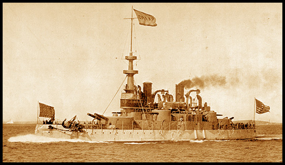 The Battleshio U.S.S. Massachusetts at sea