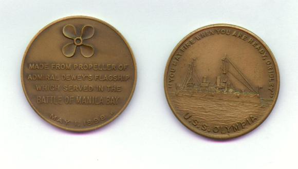 Medals made from the Cruiser Olympia's propellers