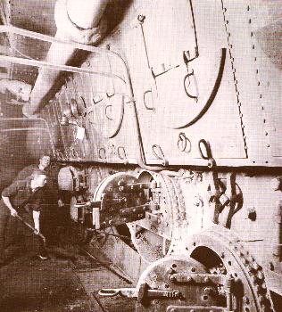 A boiler room aboard the Battleship Oregon