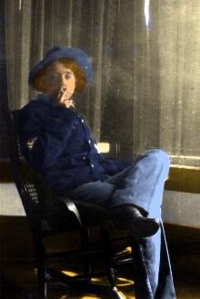 Mary Schimberg wearing her brother's uniform Mary Schimberg wearing her brother's uniform