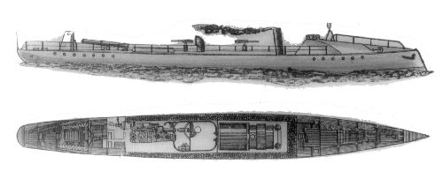 Plan and Profile of the Spanish Torpedo Boat Azor