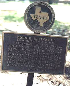 Memorial to Dorsie Pinnell in Texas